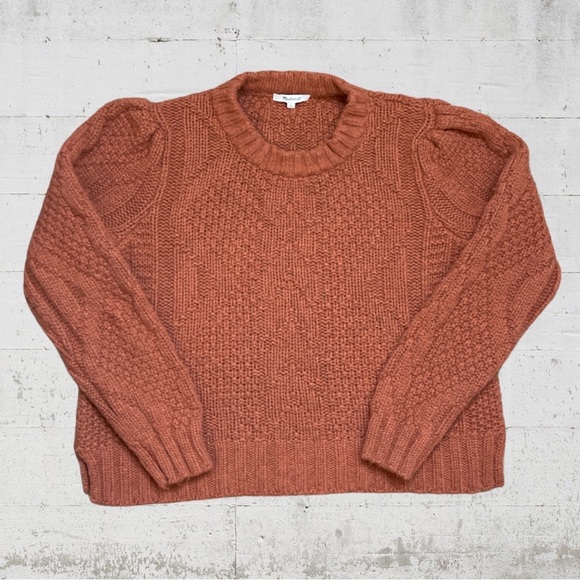 Madewell Ridgecrest Cable Pullover Sweater Wool Blend Size Large - Picture 5 of 13